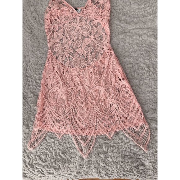 Elegant Moments Pink Lace Chemise Lingerie Slip Dress Size Large Sheer NWOT - Picture 7 of 10